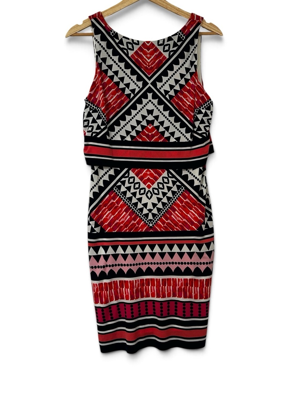 Eliza J Sleeveless Aztec Geometric Print Popover Sheath Dress. Women’s Size 2